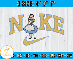 Nike and Alice Embroidery, Alice Embroidery, Disney Characters Embroidery