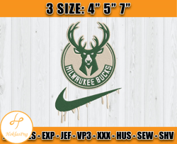 Milwaukee Bucks Embroidery Design, Basketball Nike Embroidery Machine Design