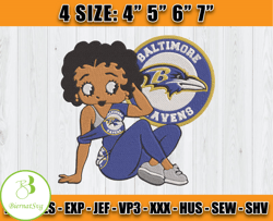 Ravens Embroidery, Betty Boop Embroidery, NFL Machine Embroidery Digital, 4 sizes Machine Emb Files -28-BiernatSvg