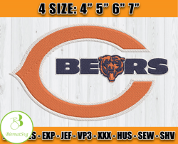 Chicago Bears Embroidery, NFL Chicago Bears Embroidery, NFL Machine Embroidery Digital, 4 sizes Machine Emb Files - 02 B