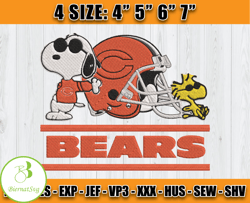 Chicago Bears Embroidery, Snoopy Embroidery, NFL Machine Embroidery Digital, 4 sizes Machine Emb Files-21 BiernatSvg