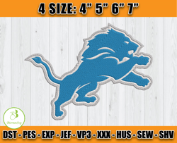 Detroit Lions Logo Embroidery, Detroit Embroidery Design, 4 sizes Machine Emb Files