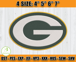 Green Bay Packers Logo Embroidery, Logo NFL Embroidery, NFL Sport, Embroidery Design files