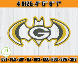 Green Bay Packers Batman Embroidery, Packers Embroidery,Embroidery Design, NFL Team Embroidery Design