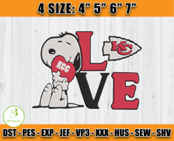 Snoopy Love Kansas City Chiefs Embroidery Design, Snoopy Embroidery, Kansas City Chiefs Embroidery, Embroidery Patterns
