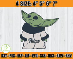Los Angeles Rams Baby Yoda Embroidery, Baby Yoda Embroidery, Rams Embroidery Design, Sport Embroidery