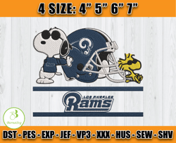 Rams Snoopy Embroidery Design, Snoopy Embroidery, Los Angeles Rams Embroidery, Embroidery Patterns