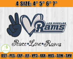 Peace Love Rams Embroidery File, Los Angeles Rams Embroidery, Football Embroidery Design, Embroidery Patterns