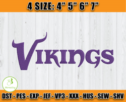 Minnesota Vikings Embroidery Design, NFL Embroidery Designs, Logo sport embroidery, Machine Embroidery Design