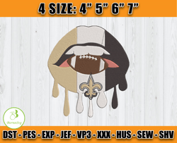Saints Dripping Lips Embroidery Design, New Orleans Saints Embroidery, NFL Embroidery Patterns, Sport Embroidery