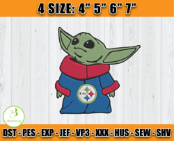 Pittsburgh Steelers Baby Yoda Embroidery, Baby Yoda Embroidery, NFL Steelers Embroidery, Embroidery Design files
