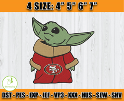 San Francisco 49ers Baby Yoda Embroidery, Baby Yoda Embroidery, NFL Vikings Embroidery, Embroidery Design files