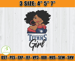 Tennessee Titans Black Girl Embroidery, Black Girl Embroidery, NFL Titans Embroidery, Digital Download