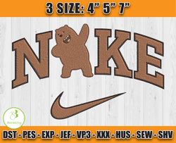 Nike X Grizz Bear Embroidery, We Bare Bears Embroidery, Cartoon Inspired Embroidery file
