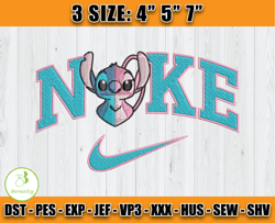 Nike embroidery design Stitch and Angel, Disney Nike Machine Embroidery, Anime embroidery