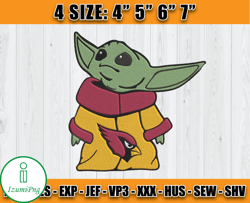 Cardinals Embroidery, Baby Yoda Embroidery, NFL Machine Embroidery Digital, 4 sizes Machine Emb Files -16 - IzumiPng