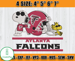 Atlanta Falcons Embroidery, Snoopy Embroidery, NFL Machine Embroidery Digital, 4 sizes Machine Emb Files-05-IzumiPng