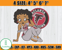 Atlanta Falcons Embroidery, Betty Boop Embroidery, NFL Machine Embroidery Digital, 4 sizes Machine Emb Files -28-IzumiPn