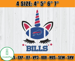 Buffalo Bills Embroidery, Unicorn Embroidery, NFL Machine Embroidery Digital, 4 sizes Machine Emb Files -02 & IzumiPng