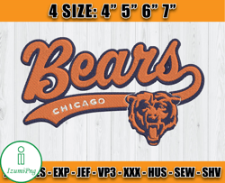 Chicago Bears Embroidery, NFL Chicago Bears Embroidery, NFL Machine Embroidery Digital, 4 sizes Machine Emb Files - 04 I