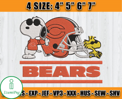 Chicago Bears Embroidery, Snoopy Embroidery, NFL Machine Embroidery Digital, 4 sizes Machine Emb Files-21 IzumiPng