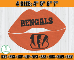 Bengals Lips embroidery design, NFL embroidery design, Bengals embroidery