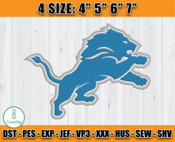 Detroit Lions Logo Embroidery, Detroit Embroidery Design, 4 sizes Machine Emb Files