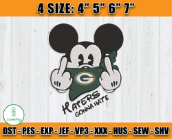 Mickey Haters Gonna Green Bay Packer Embroidery, Packers Embroidery File, Football Team Embroidery Design