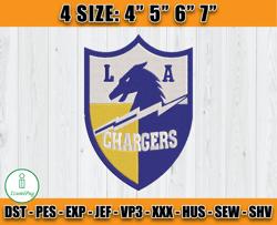 Los Angeles Chargers Logo Embroidery, Logo NFL Embroidery, NFL Sport Embroidery, Football Embroidery