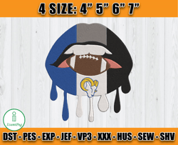 Rams Dripping Lips Embroidery Design, Rams Embroidery, Dripping Lips Embroidery, Los Angeles Rams NFL