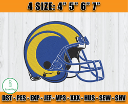 Helmet Los Angeles Rams Embroidery, Rams Embroidery File, Sport Embroidery