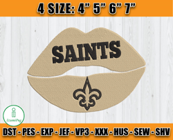 New Orleans Saints Lips Embroidery Design, Saints Logo Embroidery, NFL Sport Embroidery, Embroidery Design