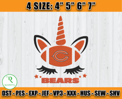 Chicago Bears Embroidery, Unicorn Embroidery, NFL Machine Embroidery Digital, 4 sizes Machine Emb Files -23 Rochelle