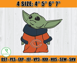 Chicago Bears Embroidery, Baby Yoda Embroidery, NFL Machine Embroidery Digital, 4 sizes Machine Emb Files -25
