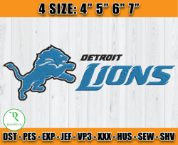 Detroit Lions Logo Embroidery, NFL Sport Embroidery, NFL Detroit, Sport Embroidery