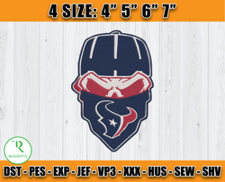 Houston Texans Skull Embroidery, Skull Embroidery Design, Houston Texans Logo, NFL Team Embroidery Design