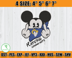 Mickey Haters Gonna Los Angeles Rams Embroidery, Rams Embroidery File, Football Team Embroidery Design