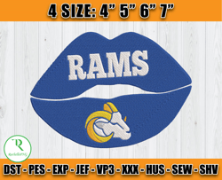 Los Angeles Rams Lips Embroidery Design, Rams Logo Embroidery, NFL Sport Embroidery, Embroidery Design