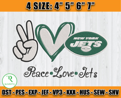 Peace Love New York Jets Embroidery File, New York Jets Embroidery, Football Embroidery Design