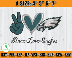 Peace Love Eagles Embroidery File, Philadelphia Eagles Embroidery, Football Embroidery Design, Embroidery Patterns
