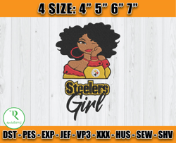Pittsburgh Steelers Black Girl Embroidery, Black Girl Embroidery, NFL Steelers Embroidery, Digital Download
