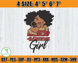 San Francisco 49ers Black Girl Embroidery, Black Girl Embroidery, NFL 49ers Embroidery, Digital Download