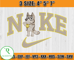 Nike X Cute Bluey embroidery, Nike embroidery design, cartoon Inspired Embroidery