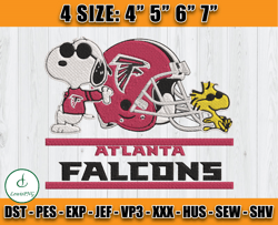 Atlanta Falcons Embroidery, Snoopy Embroidery, NFL Machine Embroidery Digital, 4 sizes Machine Emb Files-05-Lewis