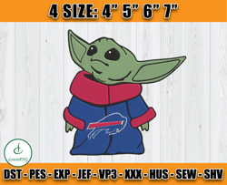 Buffalo Bills Embroidery, Baby Yoda Embroidery, NFL Machine Embroidery Digital, 4 sizes Machine Emb Files -04 By Lewis