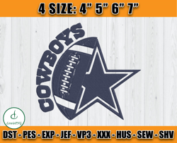 Cowboys Ball And Star Embroidery, Dallas Cowboys Embroidery, Football Embroidery, Machine Enbroidery