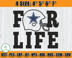 Dallas Cowboys For Life Embroidery, Logo Dallas Embroidery Design, NFL Team Embroidery