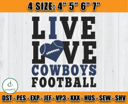 Live Love Cowboys Football Embroidery Design, Logo Dallas Design, Embroidery Design
