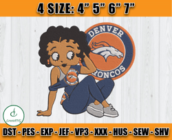 Broncos Betty Boop Embroidery File, Betty Boop Embroidery Design, Broncos Embroidery, Sport embroidery