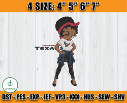 Betty Boop Houston Texans Embroidery, Texans logo Embroidery, Embroidery Design